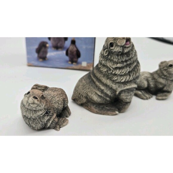 Vintage Animal Family Seal Family Figurine Set Of 3 Miniature Cute Seals Decor - Picture 4 of 16